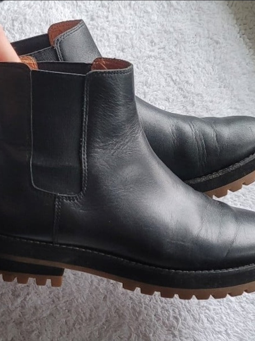 Madewell Black Leather Chukka Boots with Brown Lug Sole